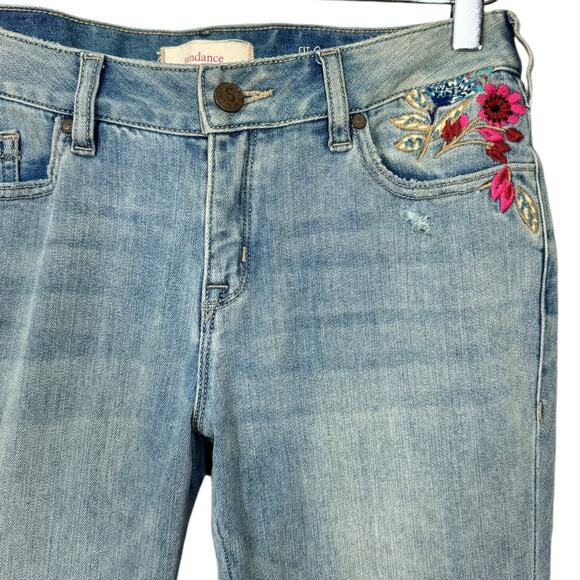 Sundance Primrose Floral Embroidered Jeans 27 Ankle Cropped Straight Leg Boho - Picture 4 of 7